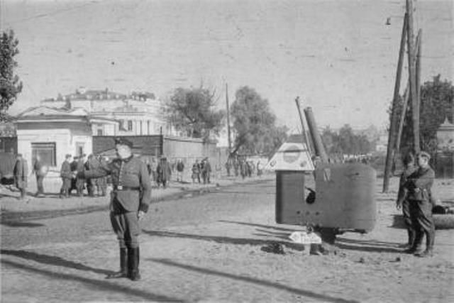 Babi-Yar Geman soldiers controlling movement on the streets during the actions in Kiev